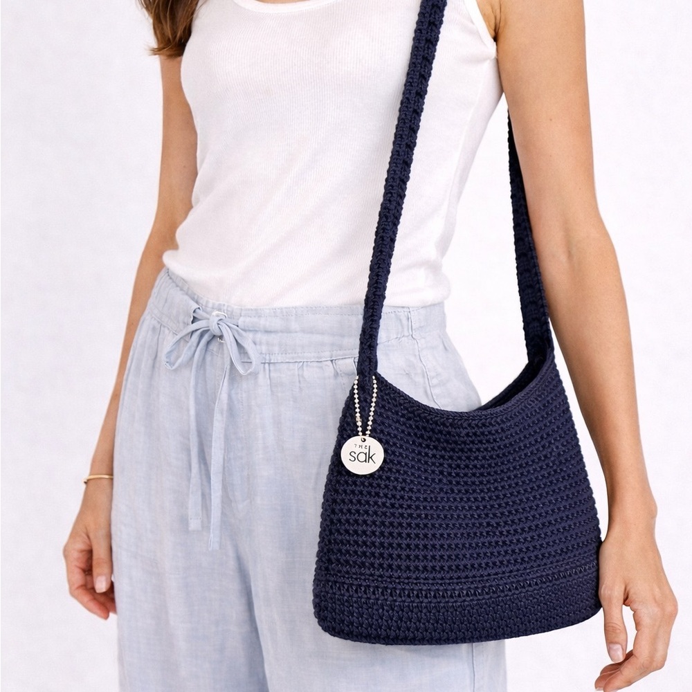 The Sak Navy Crochet Shoulder Bag